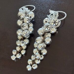 Festive Silver Snowflake Bell Ornaments